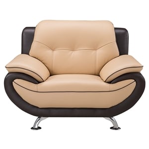 Pemberly Row Yellow Brown and Brown Color With Genuine Leather Chair