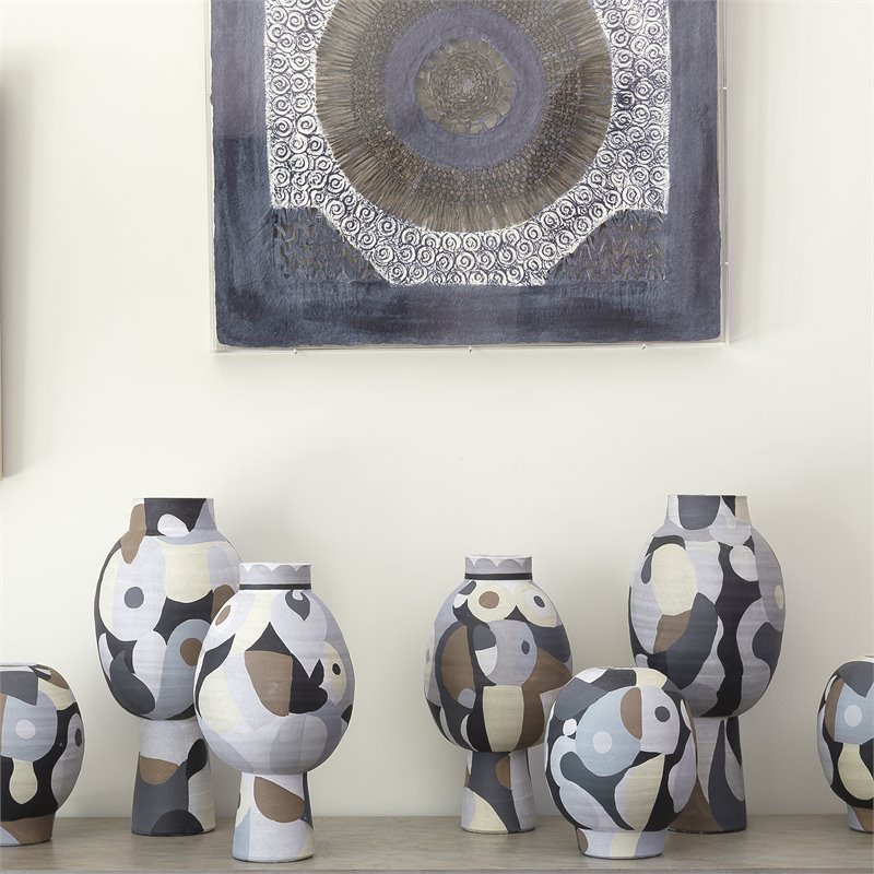 Pemberly Row Contemporary Ceramic Tall Vase in Multi-Color Finish