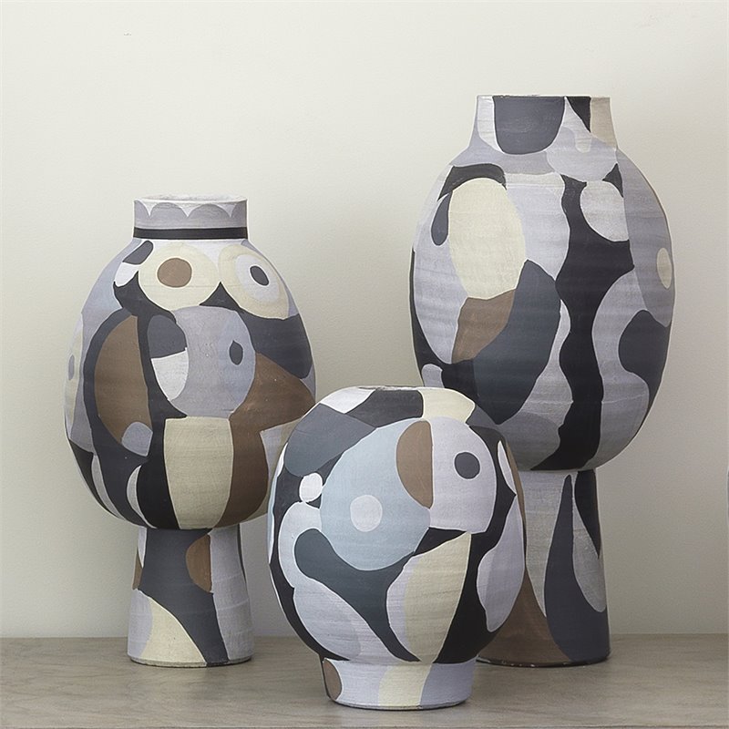Pemberly Row Contemporary Ceramic Tall Vase in Multi-Color Finish