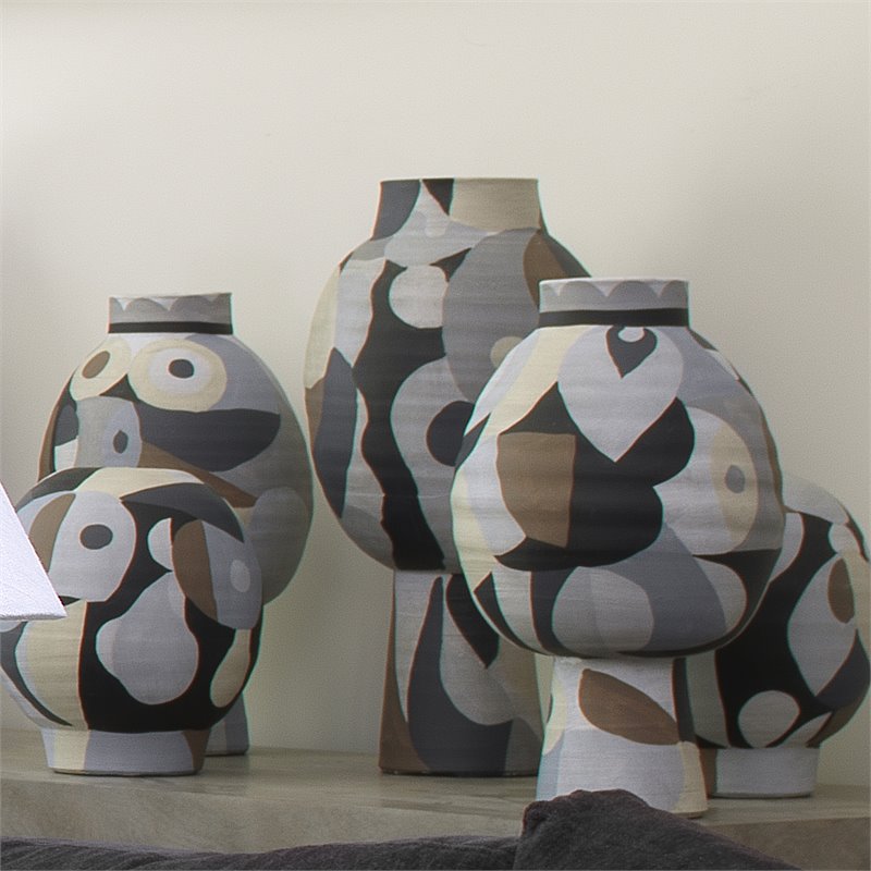 Pemberly Row Contemporary Ceramic Tall Vase in Multi-Color Finish