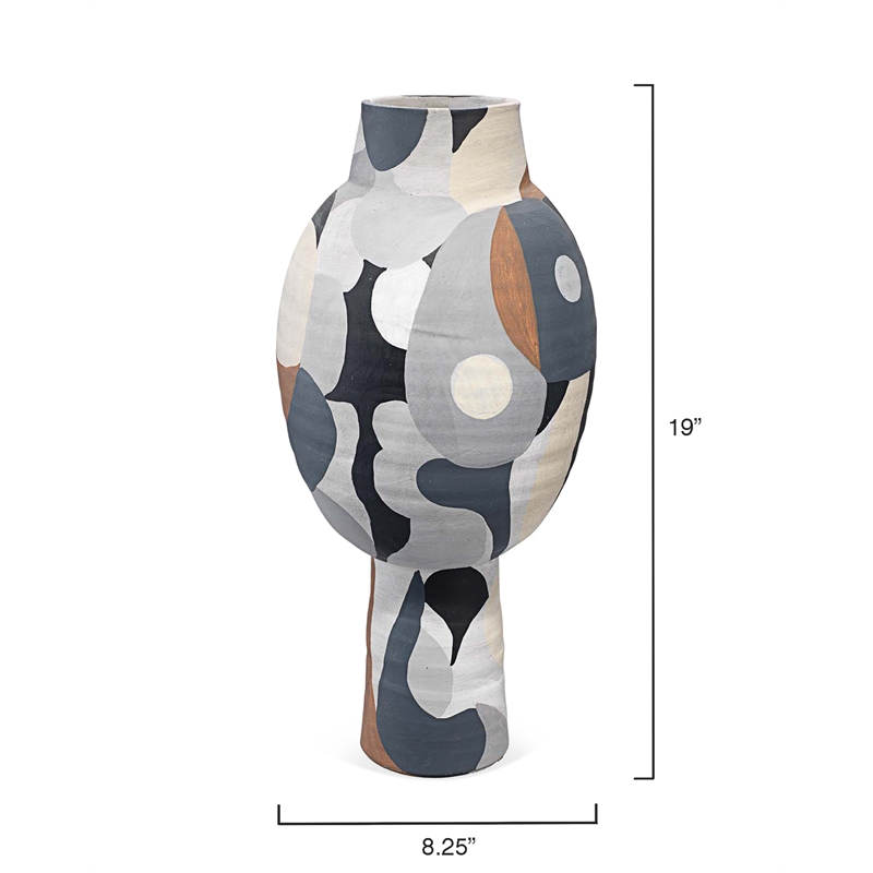 Pemberly Row Contemporary Ceramic Tall Vase in Multi-Color Finish