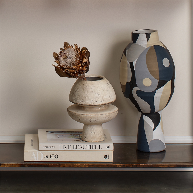 Pemberly Row Contemporary Ceramic Tall Vase in Multi-Color Finish