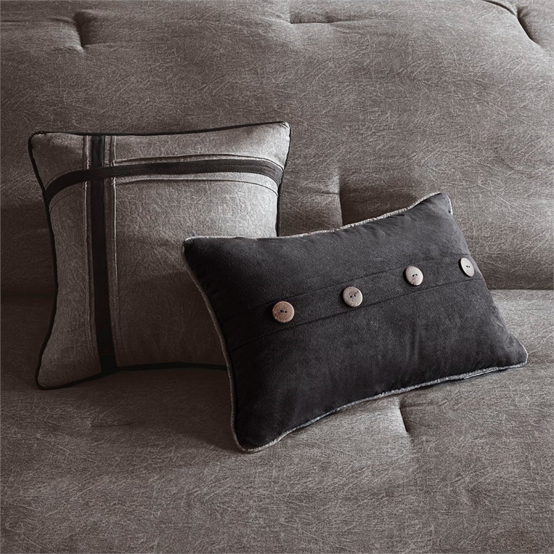 Pemberly Row 7-piece Polyester Microsuede Comforter Set in Gray Finish