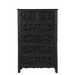 Pemberly Row 6-drawer Floral Carved Solid Wood Chest in Black