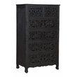 Pemberly Row 6-drawer Floral Carved Solid Wood Chest in Black
