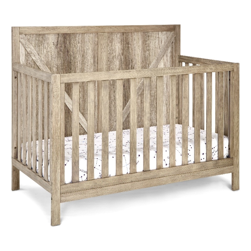 Pemberly Row Farmhouse Wood 4-in-1 Convertible Crib - Vintage Chestnut