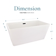 Pemberly Row Acrylic Flatbottom Soaking Bathtub in White with Drain/Overflow