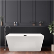 Pemberly Row Acrylic Flatbottom Soaking Bathtub in White with Drain/Overflow
