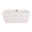 Pemberly Row Acrylic Flatbottom Soaking Bathtub in White with Drain/Overflow