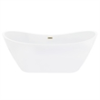 Pemberly Row Acrylic Flatbottom Soaking Bathtub in White with Drain/Overflow