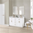 Pemberly Row Wood Vanity in White w/ Grain White Composite Stone Top no Mirror