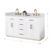 Pemberly Row Wood Vanity in White w/ Grain White Composite Stone Top no Mirror