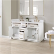 Pemberly Row Wood Vanity in White w/ Grain White Composite Stone Top no Mirror