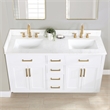 Pemberly Row Wood Vanity in White w/ Grain White Composite Stone Top no Mirror