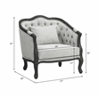 Pemberly Row Linen Chair with Wooden Frame and Pillow in Gray and Dark Brown