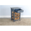 Pemberly Row Contemporary Solid Wood Ocean Blue Storage Table