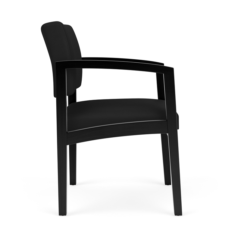 Pemberly Row Reception Waiting Room Healthcare Guest Chair / Black Wood / Black