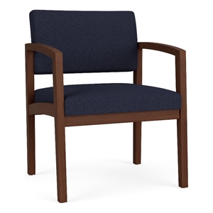 Pemberly Row Reception Waiting Oversize Guest Chair / Walnut Wood / Navy Blue