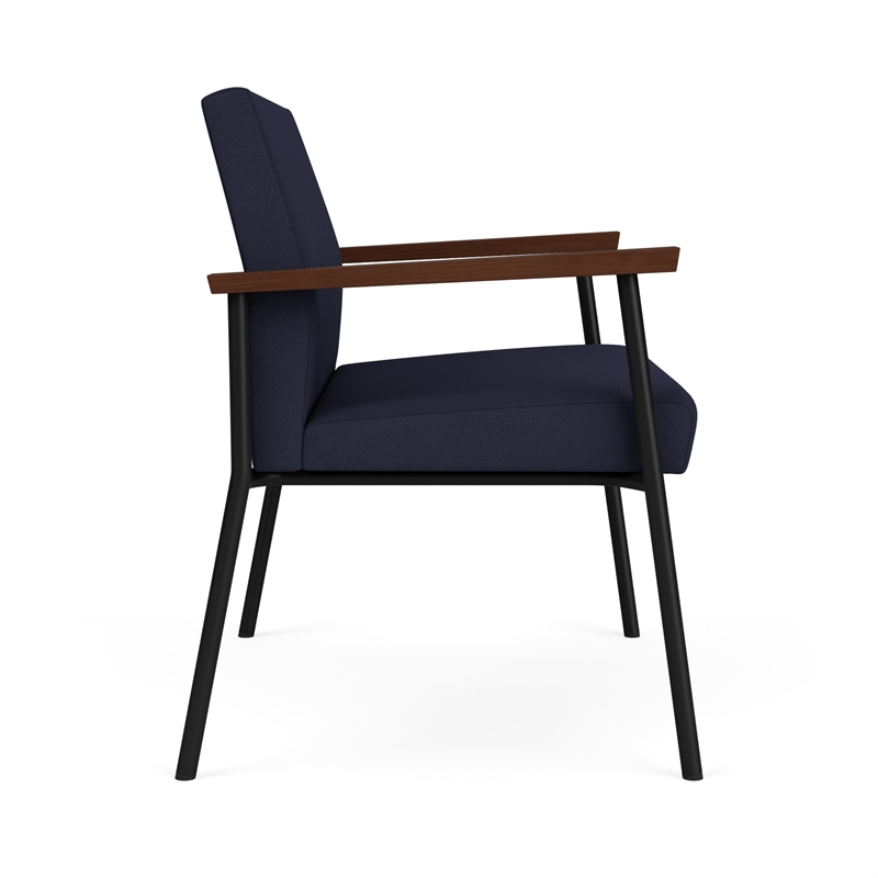 Pemberly Row Reception Waiting Room Bariatric Chair / Black Steel / Navy Blue