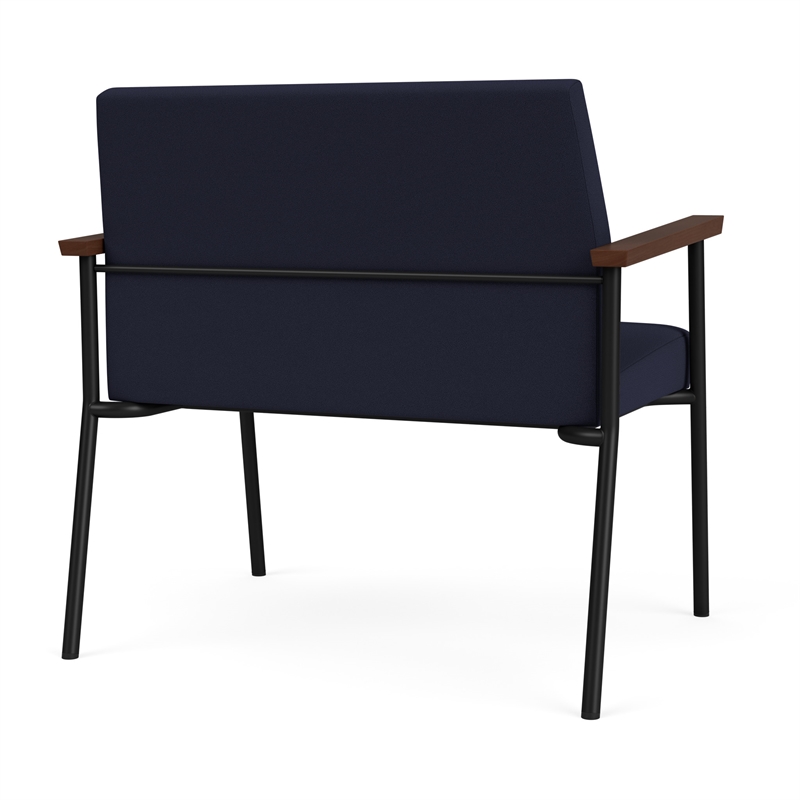 Pemberly Row Reception Waiting Room Bariatric Chair / Black Steel / Navy Blue