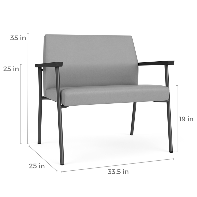Pemberly Row Reception Waiting Room Bariatric Chair / Black Steel / Navy Blue