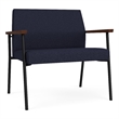Pemberly Row Reception Waiting Room Bariatric Chair / Black Steel / Navy Blue
