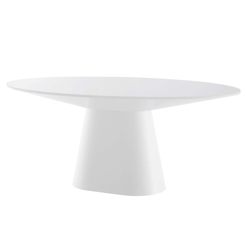 Pemberley Row MDF Wood White Dining Table Oval High Gloss 75