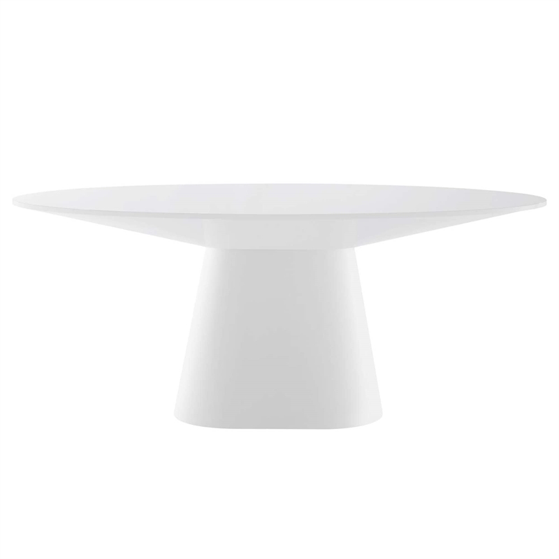 Pemberley Row MDF Wood White Dining Table Oval High Gloss 75