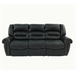 Pemberly Row Modern 3-Seater Manual Bonded Leather Sofa in Black