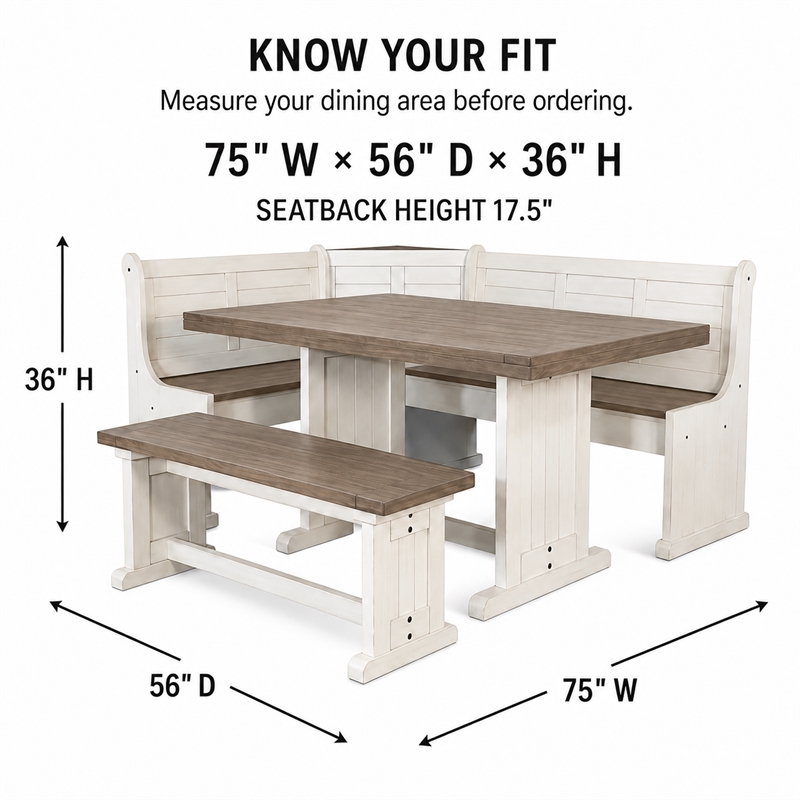 Pemberley Row Mahogany Off White and Brown Dining Set Rectangular Reversible 75