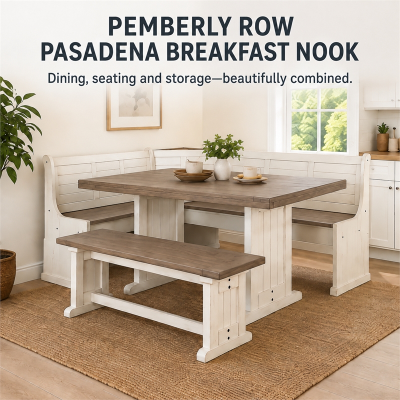 Pemberley Row Mahogany Off White and Brown Dining Set Rectangular Reversible 75