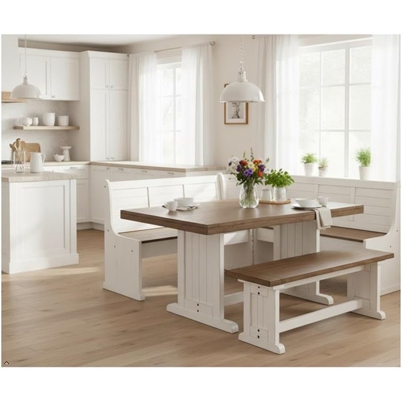 Pemberley Row Mahogany Off White and Brown Dining Set Rectangular Reversible 75