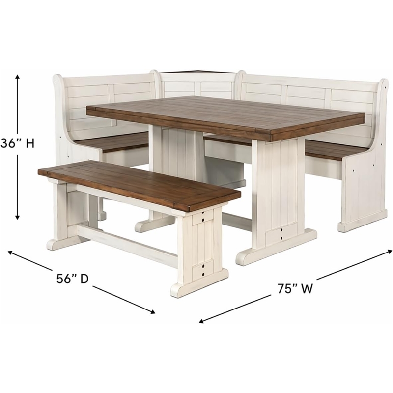 Pemberley Row Mahogany Off White and Brown Dining Set Rectangular Reversible 75