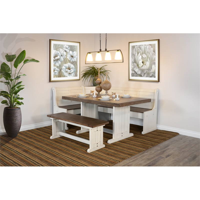 Pemberley Row Mahogany Off White and Brown Dining Set Rectangular Reversible 75
