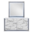 Pemberly Row Modern White High Gloss Marble Dresser With LED