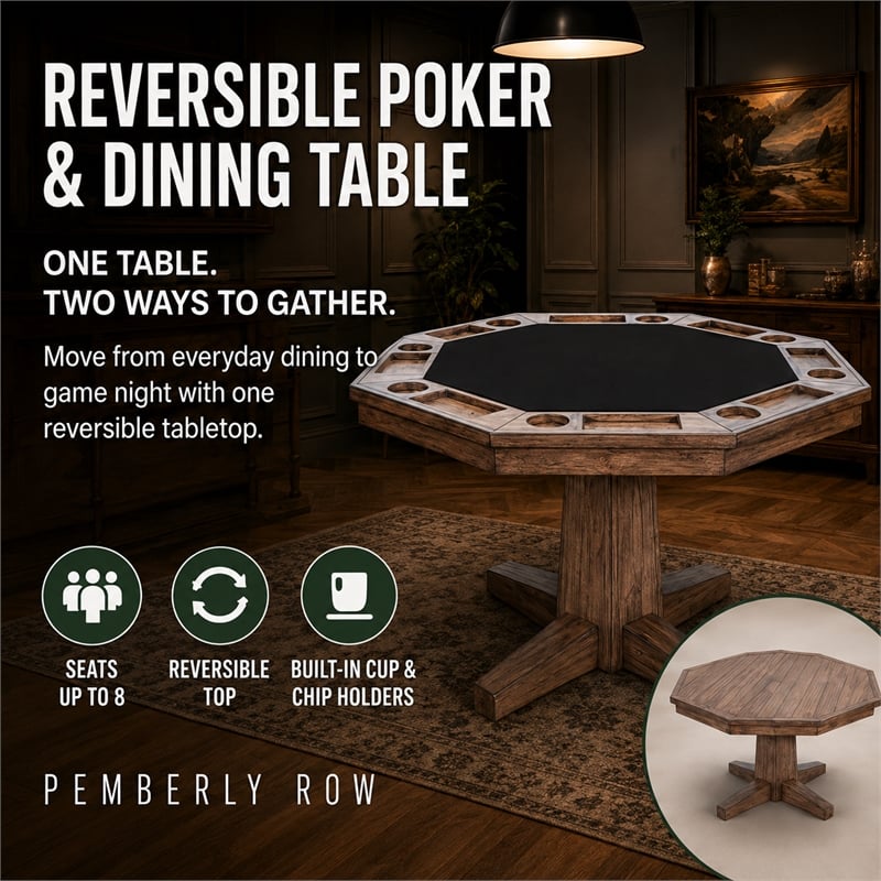 Pemberley Row Wood Buckskin Natural Game and Dining Table Rectangular Reversible Unassembled