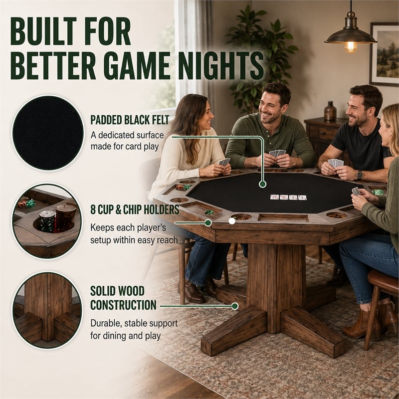 Pemberley Row Wood Buckskin Natural Game and Dining Table Rectangular Reversible Unassembled