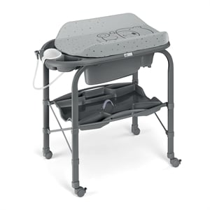 Pemberly Row Bagnetto Stainless Steel Baby Bath with Bottle Tray in Gray