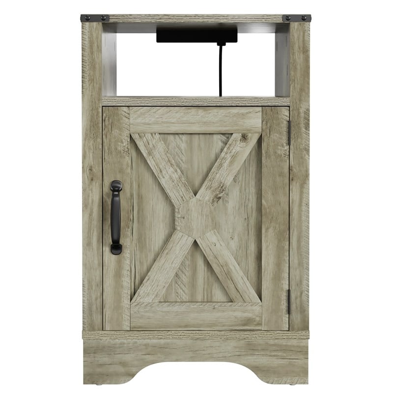 Pemberly Row Engineered Wood Nightstand Side End Table in Light Gray