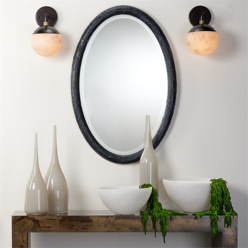 Pemberly Row Alabaster Wall Sconce in Oil Rubbed Bronze Metal Finish