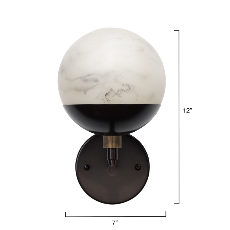 Pemberly Row Alabaster Wall Sconce in Oil Rubbed Bronze Metal Finish