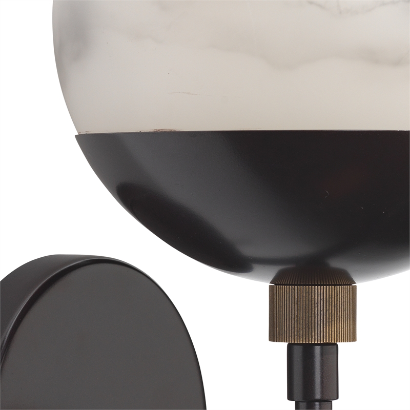 Pemberly Row Alabaster Wall Sconce in Oil Rubbed Bronze Metal Finish