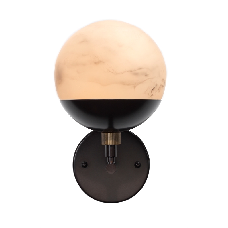 Pemberly Row Alabaster Wall Sconce in Oil Rubbed Bronze Metal Finish