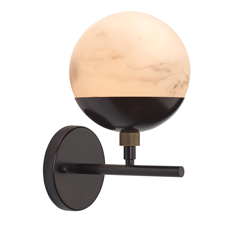 Pemberly Row Alabaster Wall Sconce in Oil Rubbed Bronze Metal Finish