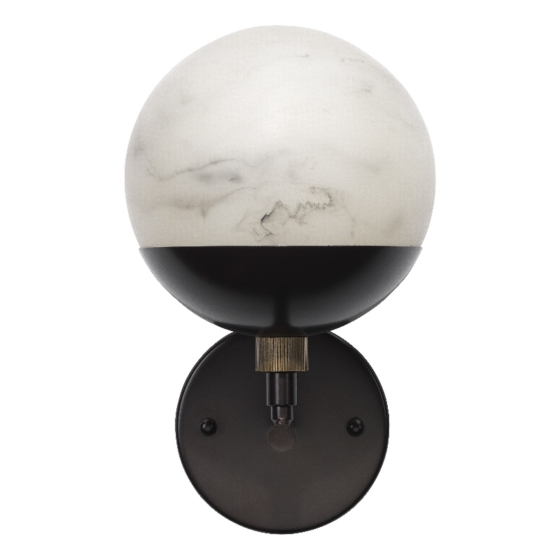 Pemberly Row Alabaster Wall Sconce in Oil Rubbed Bronze Metal Finish