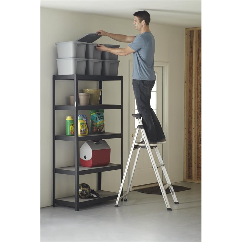 Pemberly Row 3-Step 5' Folding Step Stool 225 lb. Capacity - Aluminum