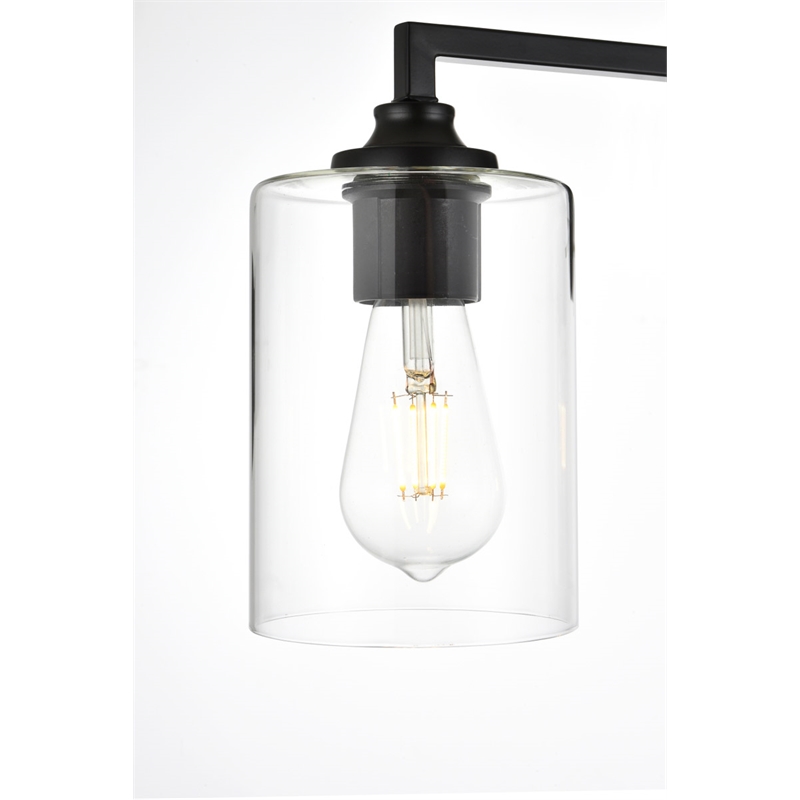 Pemberly Row 4-Light Iron & Glass Bath Sconce in Black/Clear