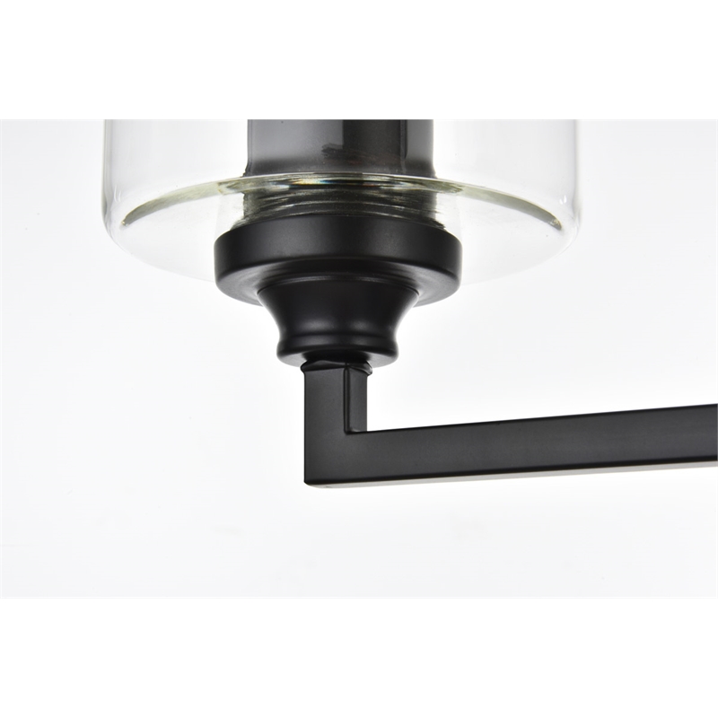 Pemberly Row 4-Light Iron & Glass Bath Sconce in Black/Clear