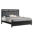 Pemberly Row Contemporary Solid Wood King Panel Bed in Black