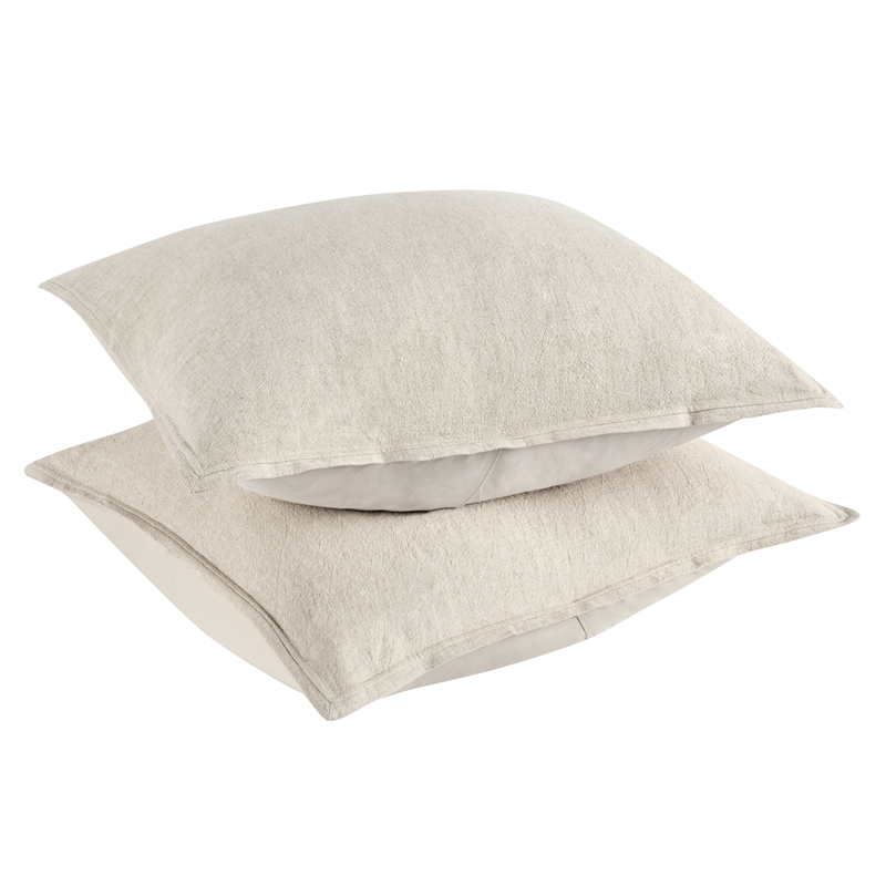 Pemberly Row Contemporary Cotton Linen Blend Natural Euro Sham